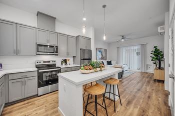 Sleek plank flooring throughout